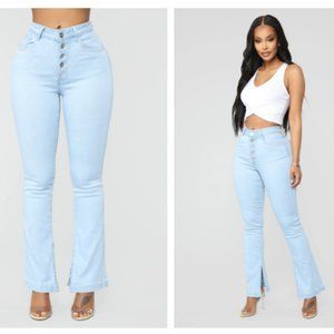 NWT • 'no one like you' flare jeans in light blue